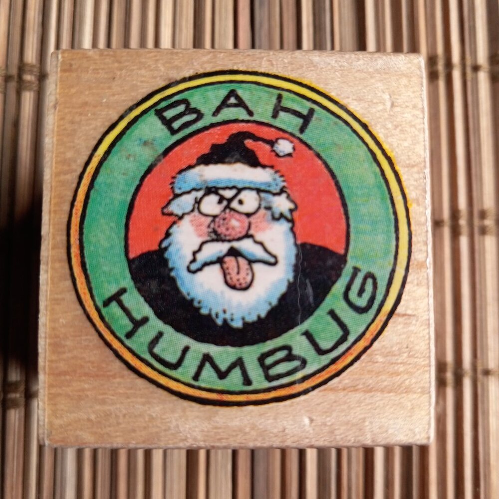 Bah Humbug Santa All Night Media Christmas Rubber Stamp